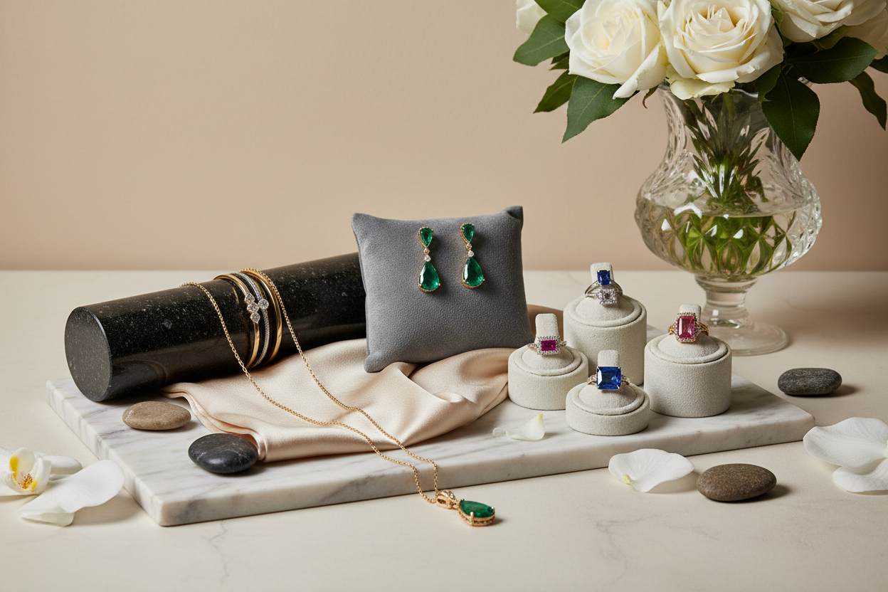 all jewellery places with props wiyh profesional photgtajhy