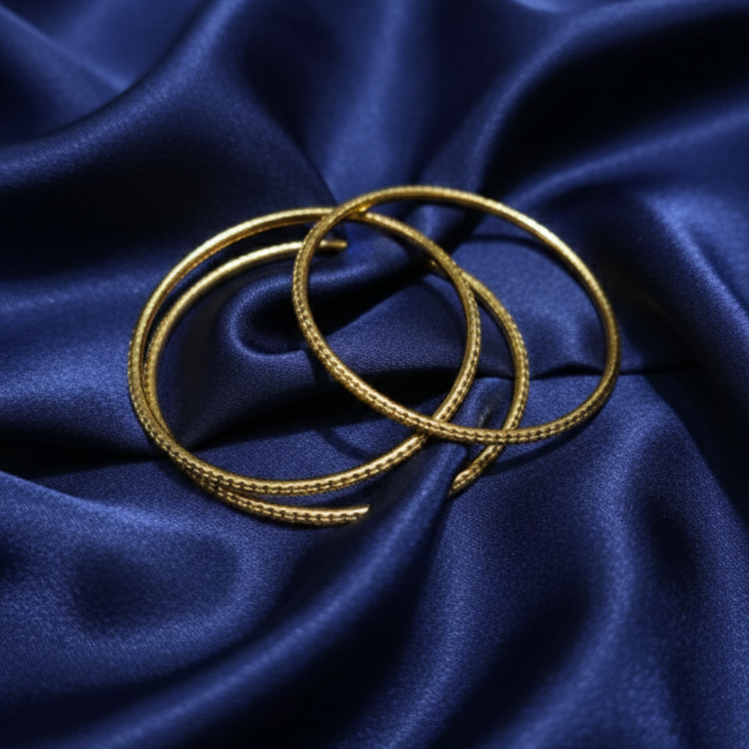 Elegant Textured Gold-Finish Open Bangles (Set of 4)